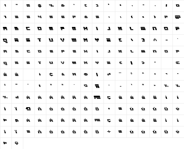 Quicken Leftalic Italic Character Map