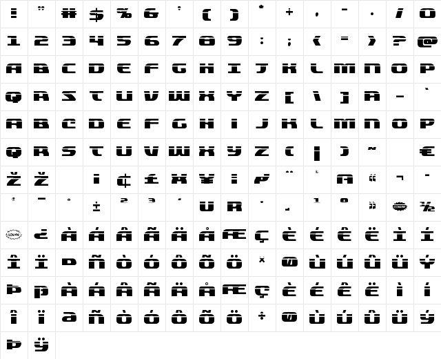 Quickening Laser Regular Character Map