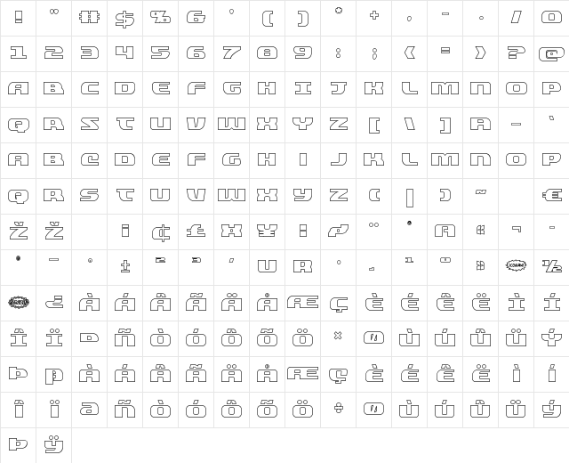 Quickening Outline Regular Character Map Quickening Outline Regular Character Map