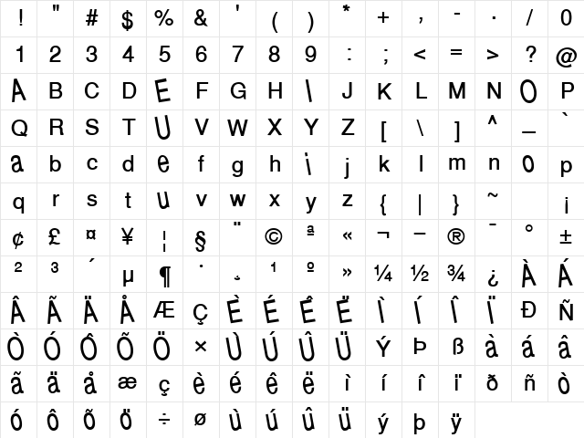 QuickJump37 Bold Character Map