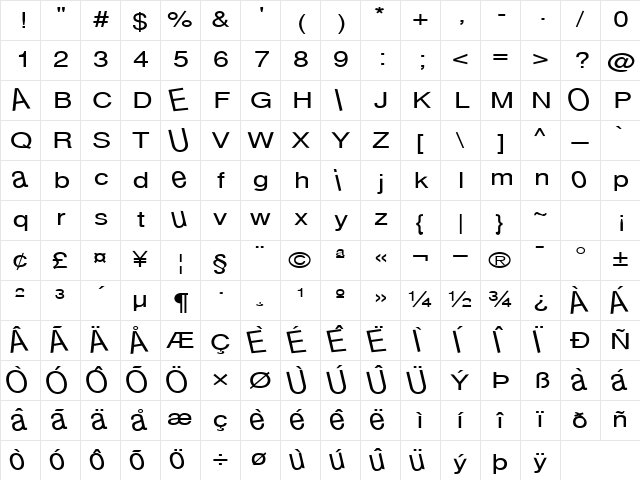 QuickJump37 Regular Character Map