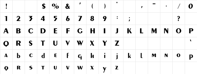 Muggins Regular Character Map