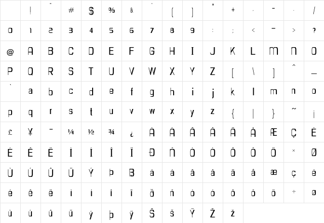 Quipple Regular Character Map Quipple Regular Character Map