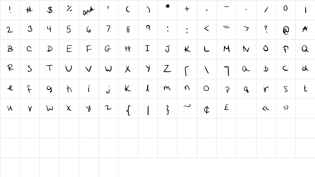 Quirk Regular Character Map