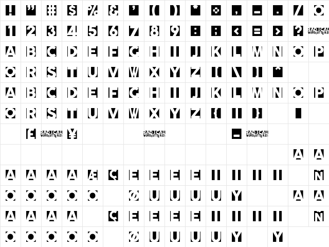radicalblock Regular Character Map