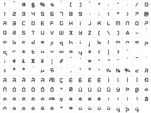 Radio Space Regular Character Map