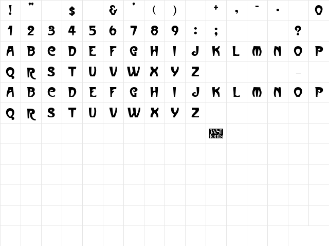 MullinsCaps Bold Character Map