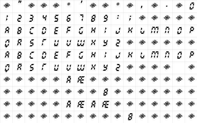 Radioland Regular Character Map