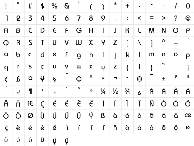 MumboSSK Regular Character Map MumboSSK Regular Character Map