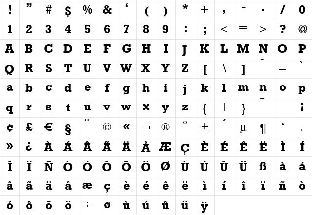Rambault Bold Character Map Rambault Bold Character Map