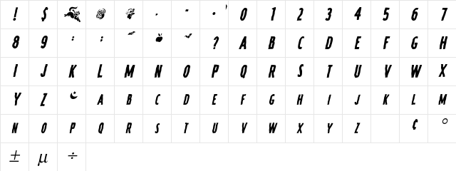 MunsterSCapsSSK Italic Character Map