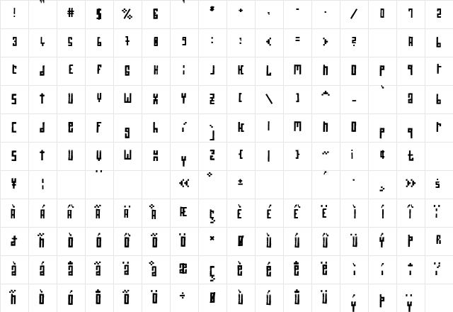 RawStreetWall Regular Character Map