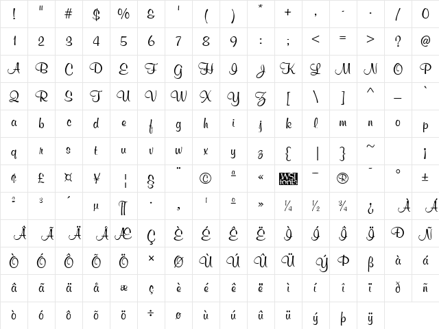 Murphy Script Regular Character Map Murphy Script Regular Character Map