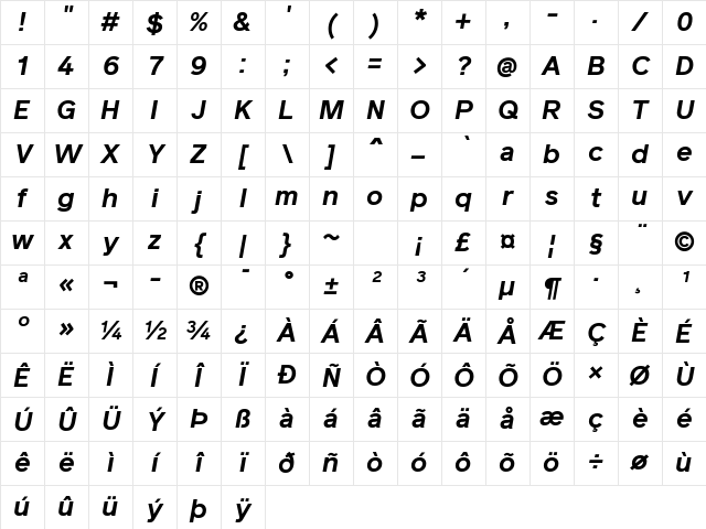 Reader Pro Bold Italic Character Map Reader Pro Bold Italic Character Map