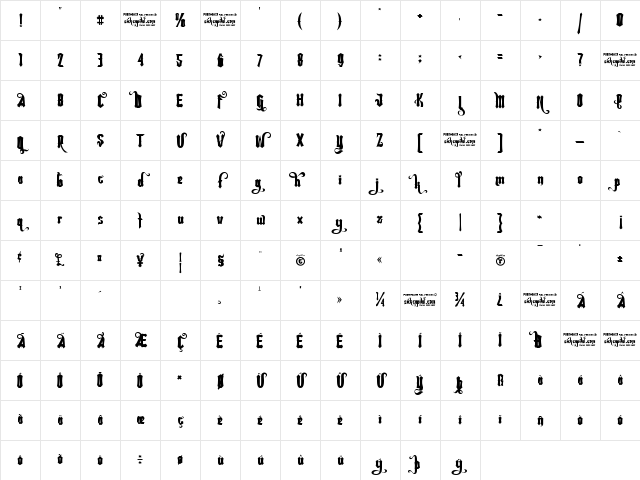 Rebel Pixy Regular Character Map