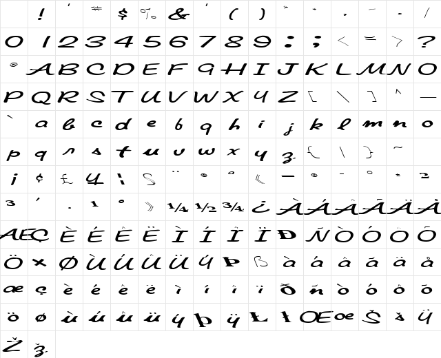 RebuffText Regular Character Map RebuffText Regular Character Map
