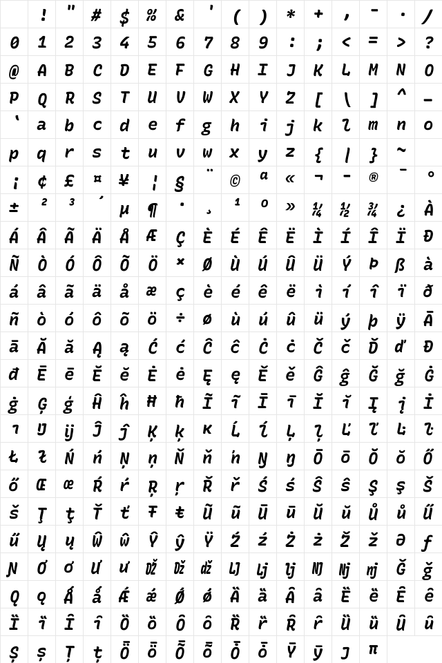 Rec Mono Duotone Bold Italic Character Map Rec Mono Duotone Bold Italic Character Map