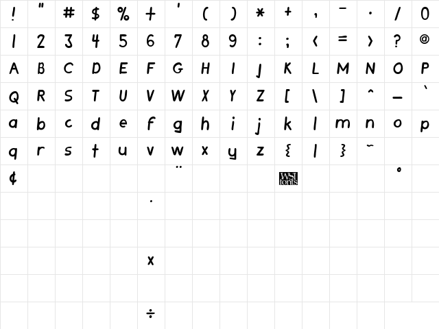 Muse Bold Character Map