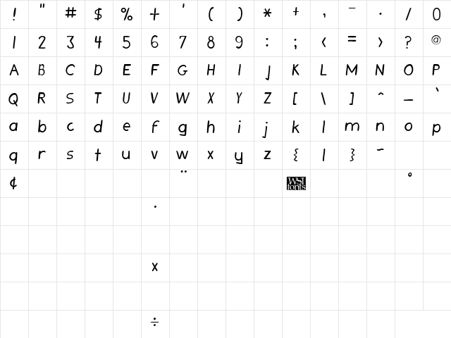 Muse Regular Character Map