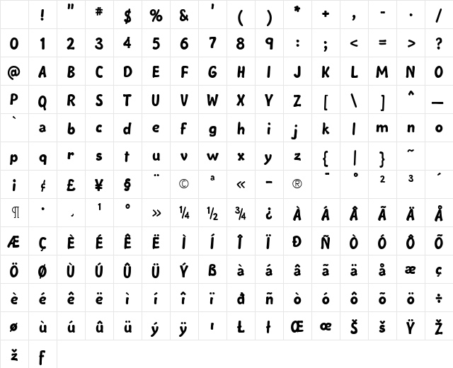Mushmellow Bold Character Map Mushmellow Bold Character Map