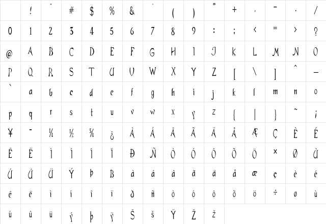 Redfall Condensed Regular Character Map Redfall Condensed Regular Character Map