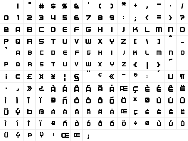 Regen Bold Character Map Regen Bold Character Map