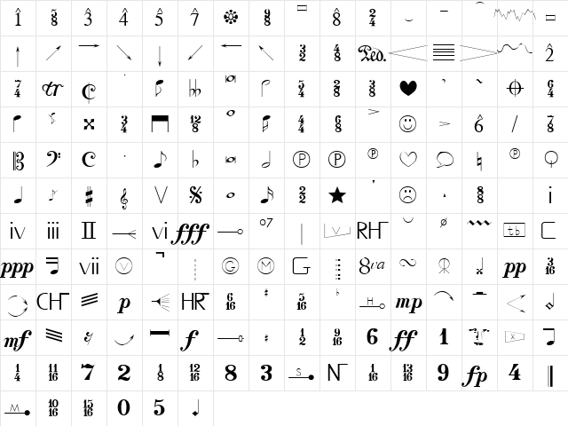 Musical Regular Character Map Musical Regular Character Map