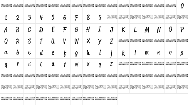 Reklame Script DEMO Regular Character Map