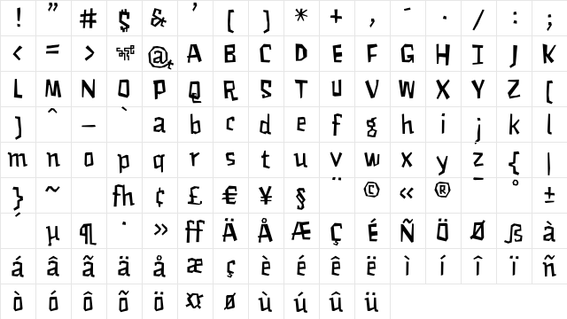 MuskelBengt Regular Character Map