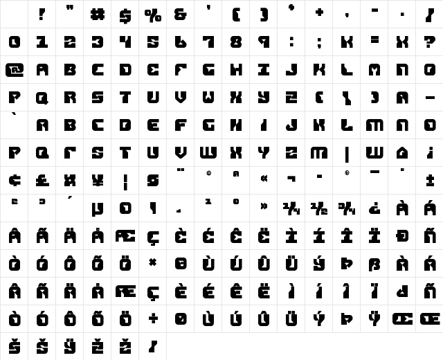 Replicant Bold Character Map Replicant Bold Character Map