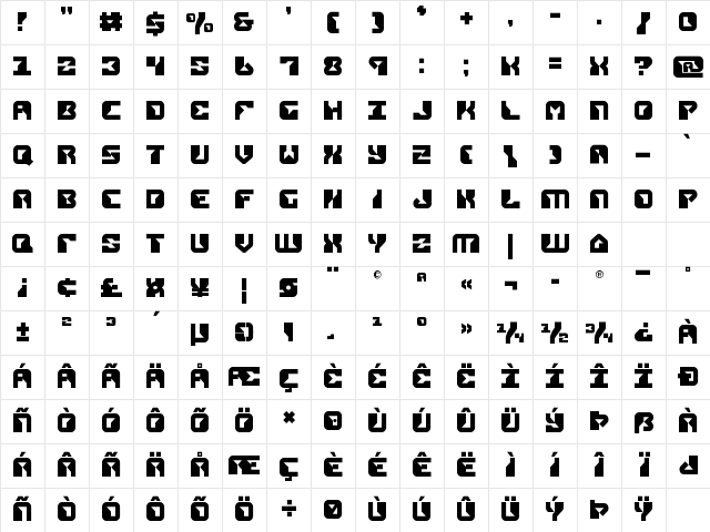 Replicant Regular Character Map Replicant Regular Character Map