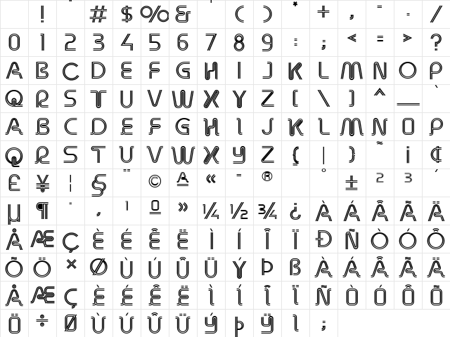 Retro Stereo Thin Regular Character Map