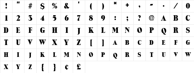 RevivalCaps Normal Character Map