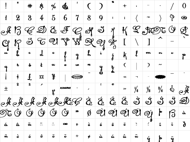 Rhalina Bold Expanded Bold Expanded Character Map