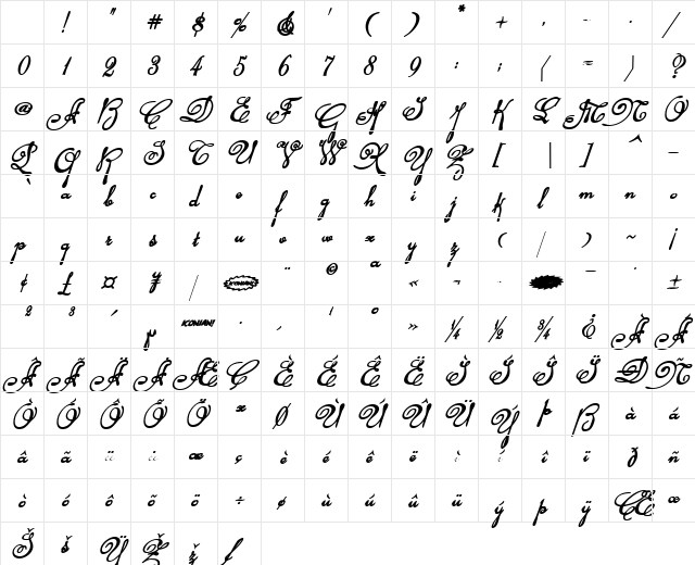 Rhalina Bold Italic Character Map Rhalina Bold Italic Character Map