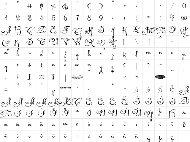 Rhalina Expanded Expanded Character Map