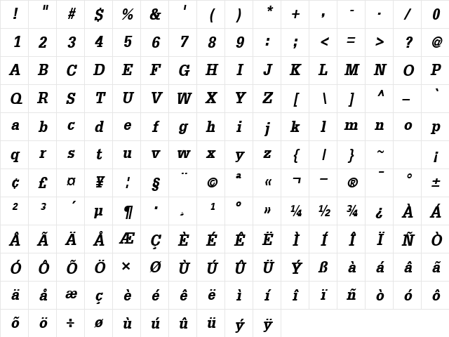 RhymeCond Bold-Oblique Character Map RhymeCond Bold-Oblique Character Map