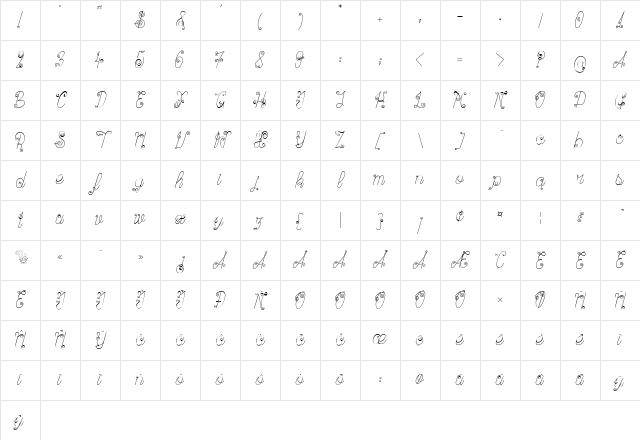 Ribambelle Regular Character Map