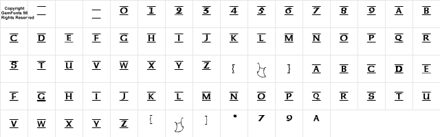 Ribbon Regular Character Map