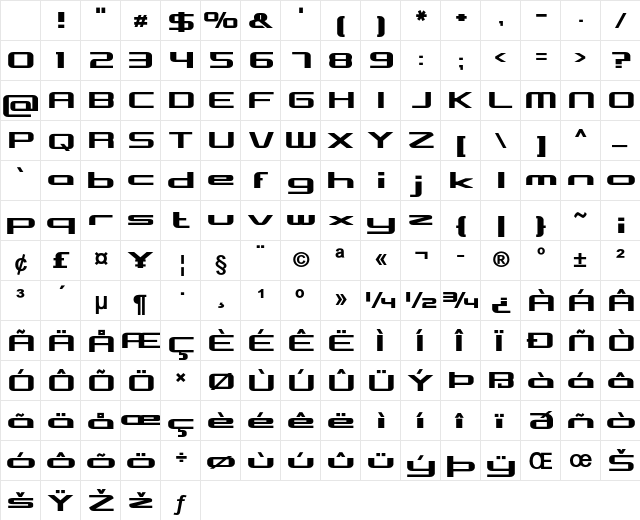 Rinfall Bold Character Map Rinfall Bold Character Map