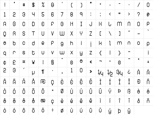 Ringer Bold Character Map