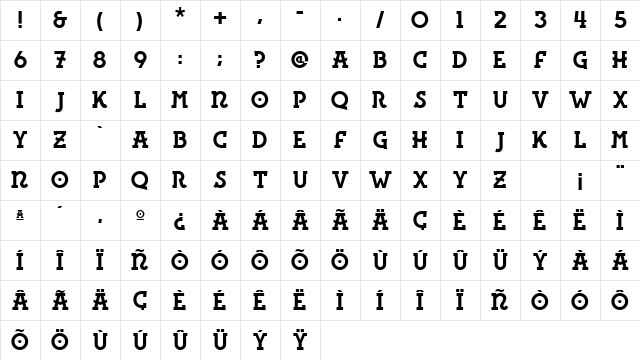 Rita Regular Character Map