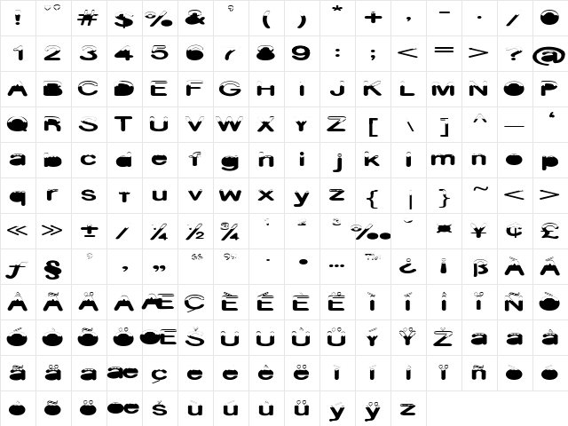 Rita_Bold Normal Character Map