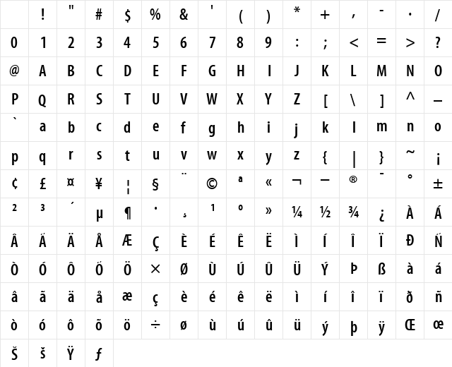 MyriadCn-SemiBold Semi Bold Character Map MyriadCn-SemiBold Semi Bold Character Map
