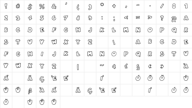 RobinGraffiti Medium Character Map
