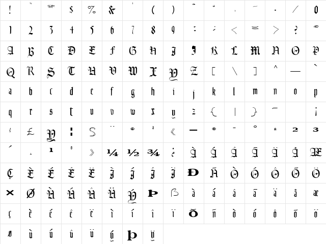 AuthurFont110 Regular Character Map AuthurFont110 Regular Character Map
