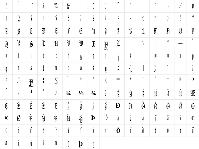 AuthurFont110 Regular Character Map