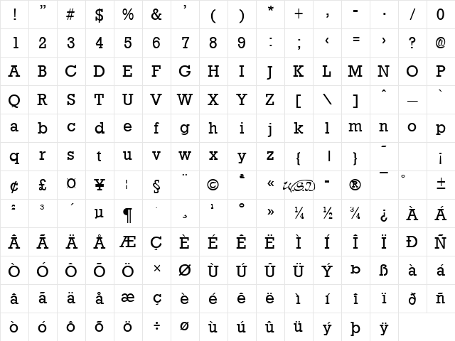 Rockney Regular Character Map Rockney Regular Character Map