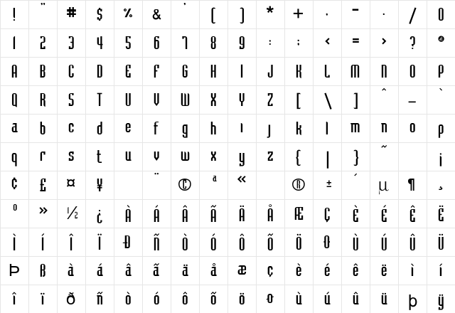 Rocksolid Regular Character Map