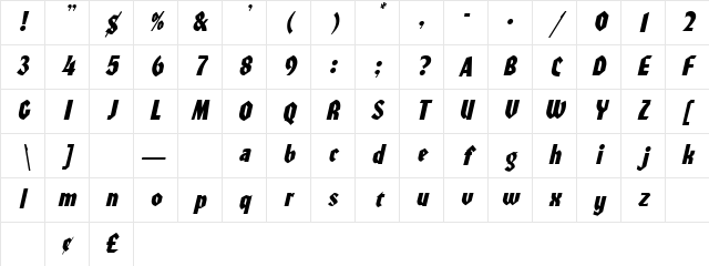 Rodin Oblique Character Map